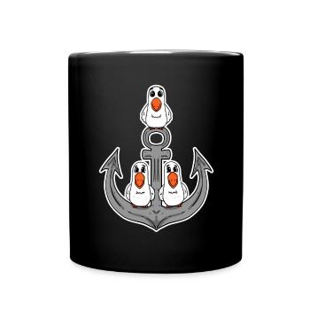 Möwen Möwe Anker - Tasse einfarbig - Schwarz - Vorne