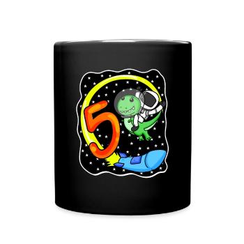 Jeune astronaute dinosaure de 5 ans - Mug uni - noir - Devant