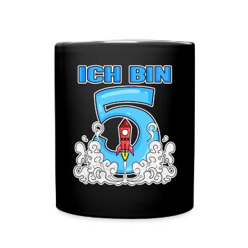 Junge 5 Jahre alt - Ich bin 5 - 5. Geburtstag - Tasse einfarbig - Schwarz - Vorne