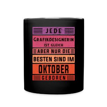 Illustrator Geburtstag Oktober geboren - Tasse einfarbig - Schwarz - Vorne