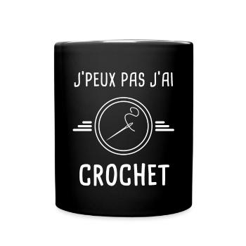 crochet je peux pas j'ai crochet couture - Mug uni - noir - Devant