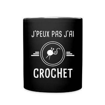 crochet je peux pas j'ai crochet laine couture - Mug uni - noir - Devant