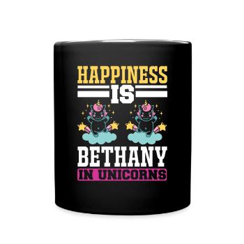 Happiness is the belief in unicorn unicorn - Full Colour Mug - black - Front
