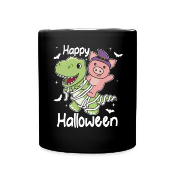 Pig Happy Halloween T-Rex Mummy Costume - Full Colour Mug - black - Front