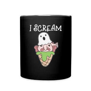 Blobfisch Halloween Geist I Scream Eis Wortspiel - Tasse einfarbig - Schwarz - Vorne