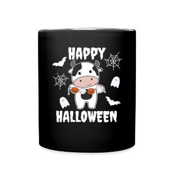 Costume de vache Joyeux Halloween Citrouille Chauve-souris - Mug uni - noir - Devant