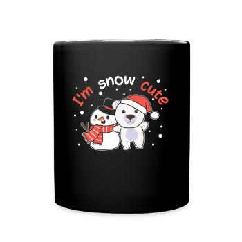 Polar bear I'm snow cute snowman snow wordplay - Full Colour Mug - black - Front