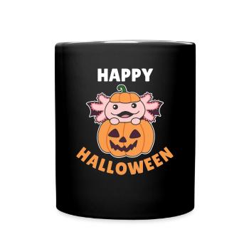 Axolotl Happy Halloween Pumpkin Bat Costume - Full Colour Mug - black - Front