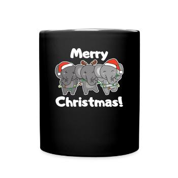 Éléphant Animaux de Noël Éléphant Joyeux Noël - Mug uni - noir - Devant