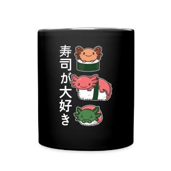 Sushi Axolotls kawaii Sushi Axolotl - Full Colour Mug - black - Front