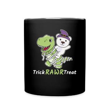 Polar Bear Trick Rawr Treat T-Rex Mummy Costume - Full Colour Mug - black - Front