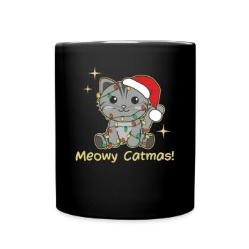 Chat Noël Animaux mignon chat Meowy Catmas - Mug uni - noir - Devant