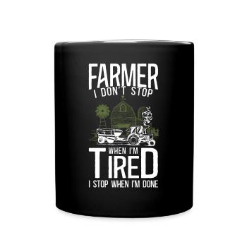 Farming Farmer Tractor Vintage - Full Colour Mug - black - Front