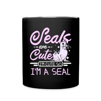 Les phoques sont mignons Je suis mignon donc je suis un phoque - Mug uni - noir - Devant