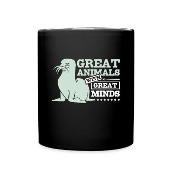 Great animals with great minds seals - Tasse einfarbig - Schwarz - Vorne