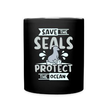 Save te seals protect the ocean - Tasse einfarbig - Schwarz - Vorne