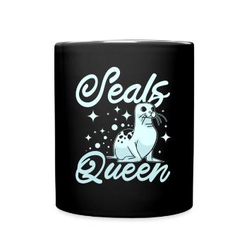 Women Girl Seals queen - Tasse einfarbig - Schwarz - Vorne