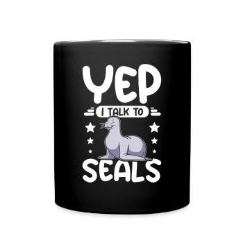 Yep I talk to seals - Full Colour Mug - black - Front