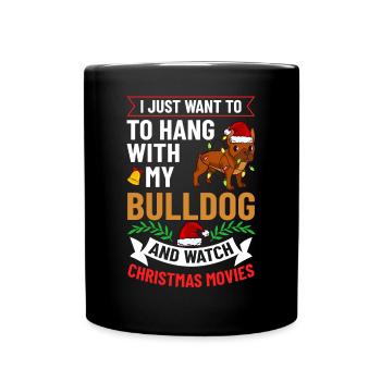 Chien Bulldog anglais Chiots Noël - Mug uni - noir - Devant