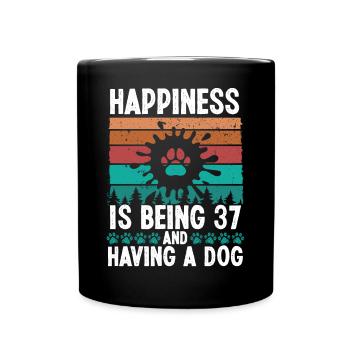37 Year Old Happiness Dog Dad 37 Birthday Dog Mom - Full Colour Mug - black - Front
