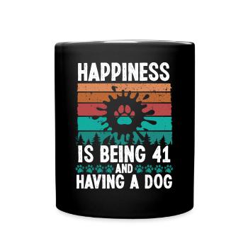41 Year Old Happiness Dog Dad 41 Birthday Dog Mom - Tasse einfarbig - Schwarz - Vorne