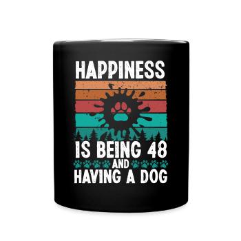 48 Year Old Happiness Dog Dad 48 Birthday Dog Mom - Full Colour Mug - black - Front