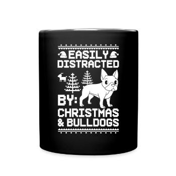 Chien Bulldog anglais Chiots Noël - Mug uni - noir - Devant