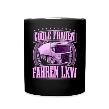 LKW Fahrerin - Tasse einfarbig - Schwarz - Vorne