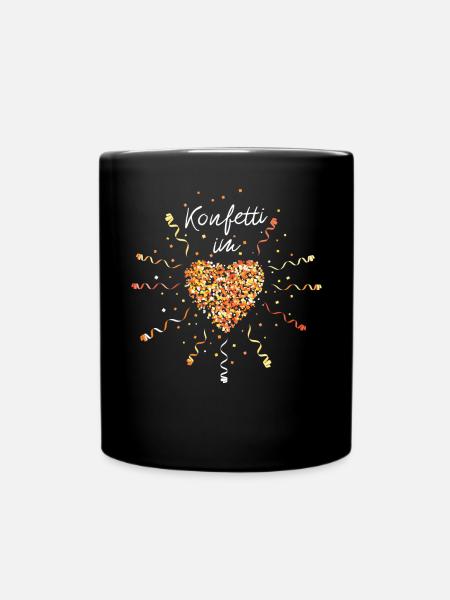Konfetti im Herz Karneval Fasching Kostümersatz - Tasse einfarbig - Schwarz