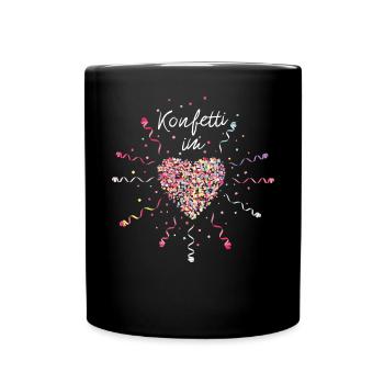 Konfetti im Herz Karneval Fasching Kostümersatz - Tasse einfarbig - Schwarz - Vorne