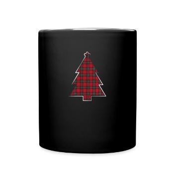 Arbre de Noël à carreaux rouges - Mug uni - noir - Devant