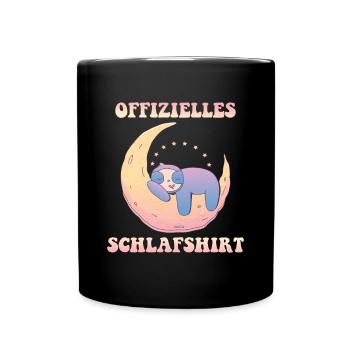 Offzielles Schlafshirt Faultier - Tasse einfarbig - Schwarz - Vorne