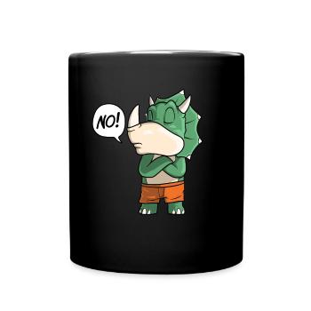 Tricératops dit NON - Mug uni - noir - Devant