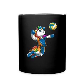 Volleyball Einhorn Jungen Mädchen - Einhorn - Tasse einfarbig - Schwarz - Vorne