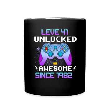 Level 41 Freigeschaltet Awesome seit 1982 Funny Gamer - Tasse einfarbig - Schwarz - Vorne