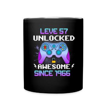 Level 57 Unlocked Awesome Since 1966 Funny Gamer - Full Colour Mug - black - Front