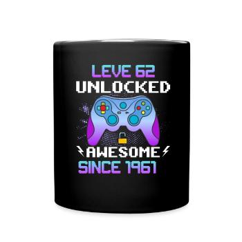 Level 62 Unlocked Awesome Since 1961 Funny Gamer - Full Colour Mug - black - Front