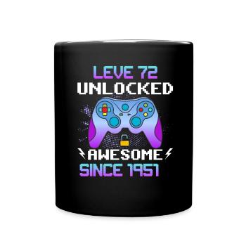 Level 72 Freigeschaltet Awesome seit 1951 Funny Gamer - Tasse einfarbig - Schwarz - Vorne