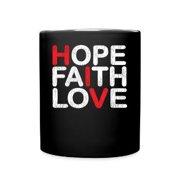 Hope Faith Love Hiv aide la bureaucratie Soutenir Citation - Mug uni - noir - Devant