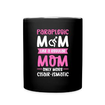 Mère paraplégique. Handicap en fauteuil roulant - Mug uni - noir - Devant