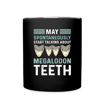 Chasse aux dents de mégalodon. Dent de requin Dent fossile - Mug uni - noir - Devant