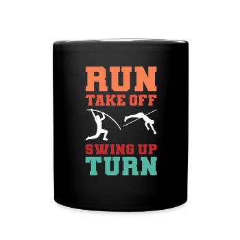 Run Take Off Swing Up Turn. Saut à la perche. - Mug uni - noir - Devant