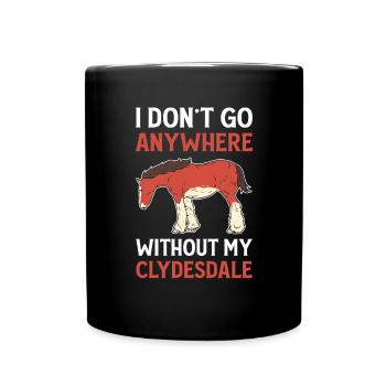Cheval de trait. Cheval écossais des Highlands. Clydesdale - Mug uni - noir - Devant