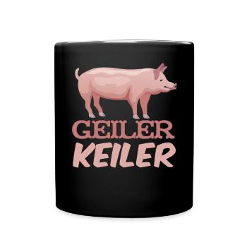Geiler Keiler | Lustiges Wildschwein Jagd - Tasse einfarbig - Schwarz - Vorne