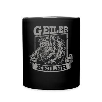 Geiler Keiler | Lustiges Wildschwein Jagd - Tasse einfarbig - Schwarz - Vorne