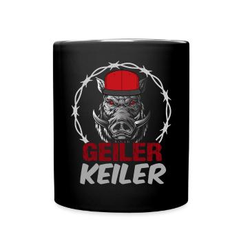 Geiler Keiler | Lustiges Wildschwein Jagd - Tasse einfarbig - Schwarz - Vorne