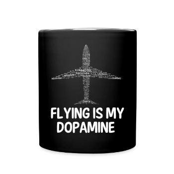 Fliegen Ist Mein Dopamin -Flugzeugflugzeug Pilot - Tasse einfarbig - Schwarz - Vorne