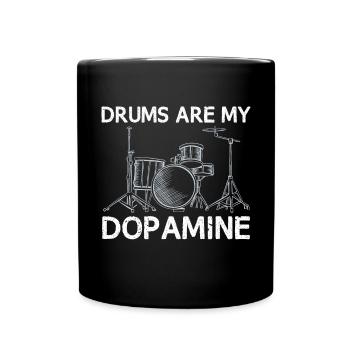 Drums are my dopamine drummer drum - Full Colour Mug - black - Front