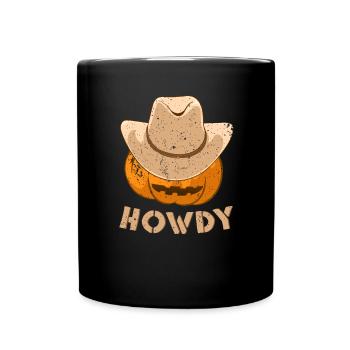 Howdy Cowboy Pumpkin for Halloween - Full Colour Mug - black - Front