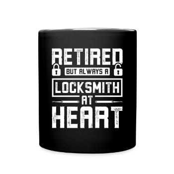 Retired but always a locksmith at heart - Full Colour Mug - black - Front